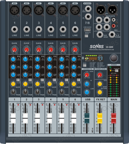 6路调音台(带MP3)